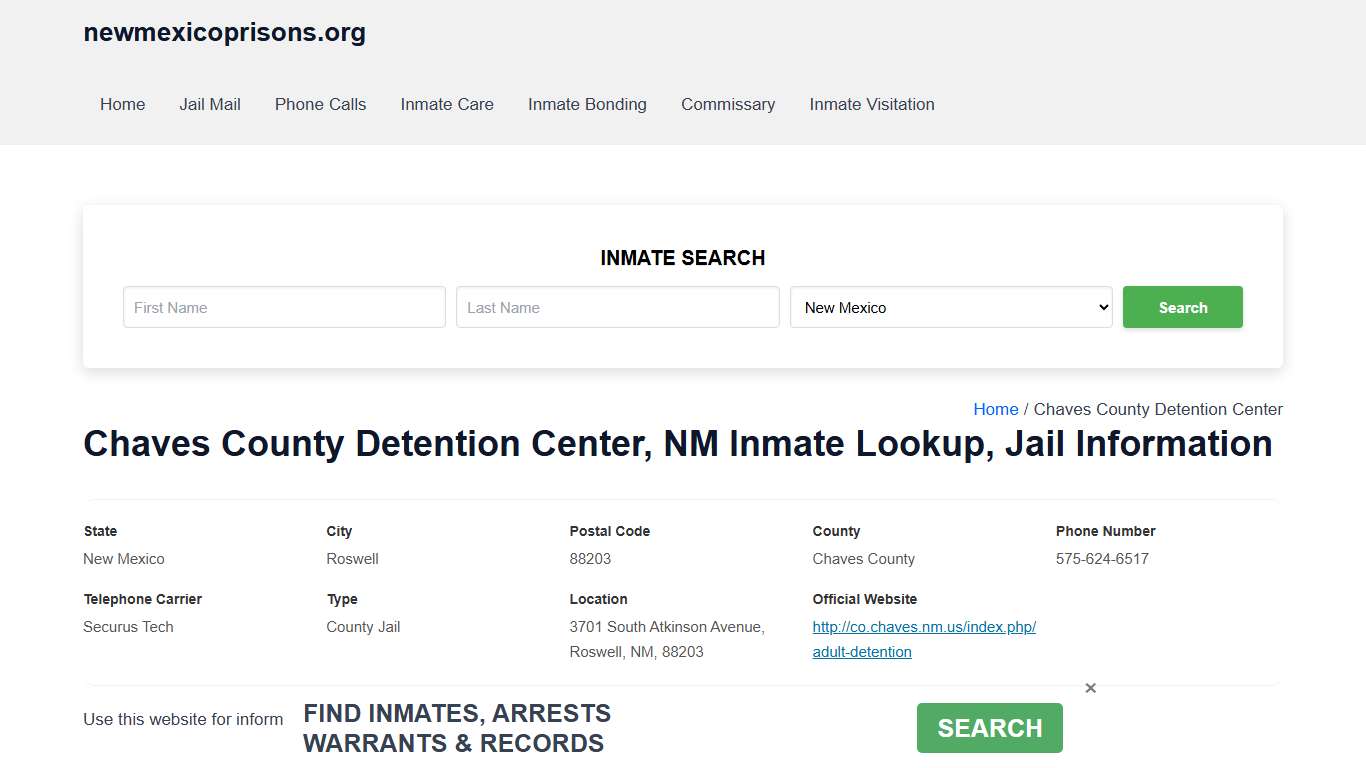 Chaves County Detention Center, NM - Offender Locator, Contacts, Inmate Info
